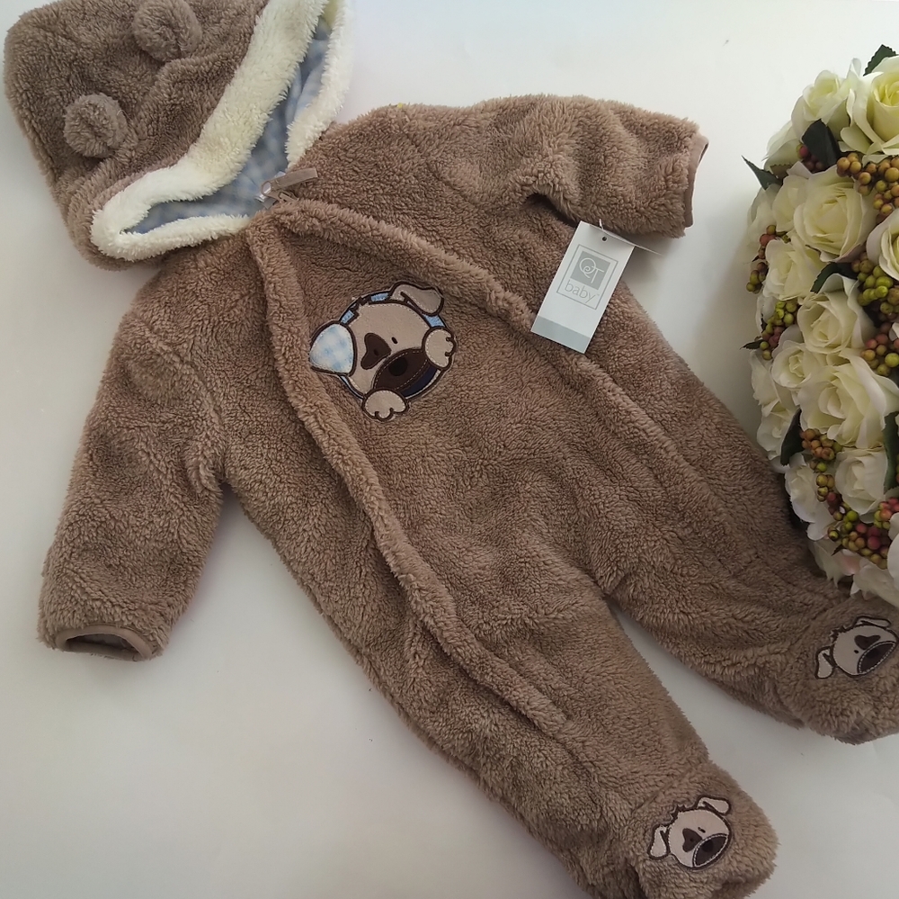 QT baby faux puffer one piece full Zipper